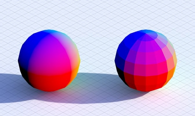 Normal vs True Normal (both objects are smooth-shaded)